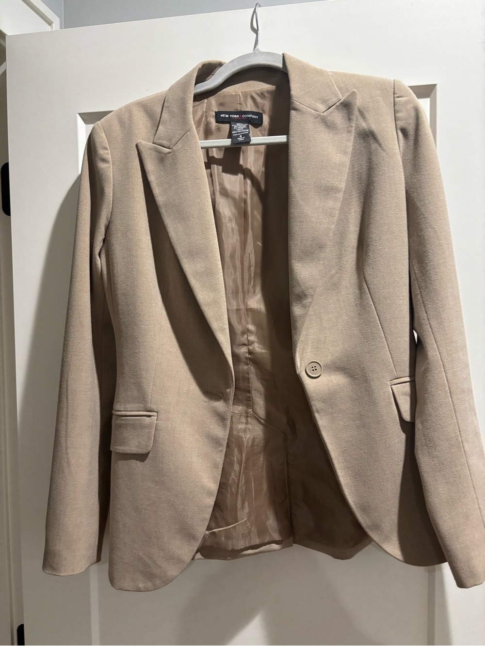 New York & Company Women's Beige Single-Button Blazer